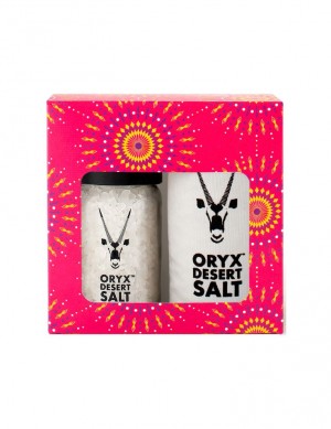 Oryx Kalahari Wüstensalz in der Geschenkbox mit 1 Mühle und 1 Nachfüllbeutel 225g - Best Before Oktober 2026